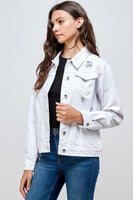 Distressed White Jean Jacket