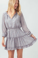 FLORAL RUFFLE SMOCKED PUFF SLEEVE DRESS