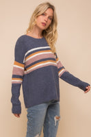 STRIPED SOFT PULLOVER SWEATER