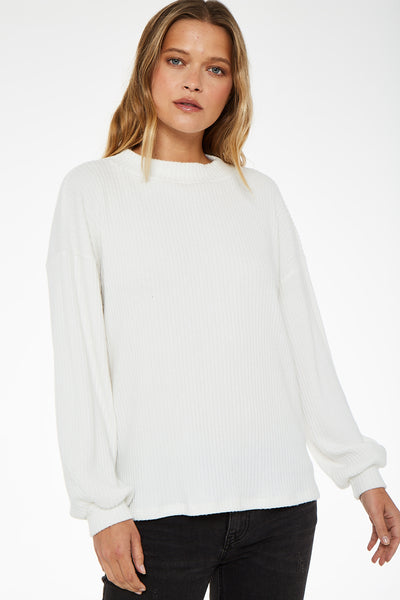 Sutton cozy ribbed puff sleeve