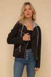 MOTO JACKET WITH REMOVABLE HOOD