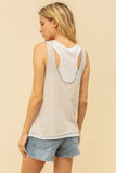 Grey and Ivory Striped Layered Tank