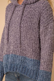 COLOR BLOCK CHENILLE HOODIE SWEATER