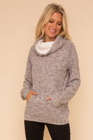 Sherpa turtle neck brushed hacci top